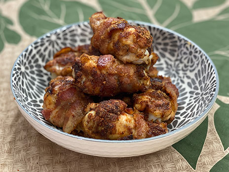 Brown Sugar Bacon Wrapped Chicken Wing Drumettes